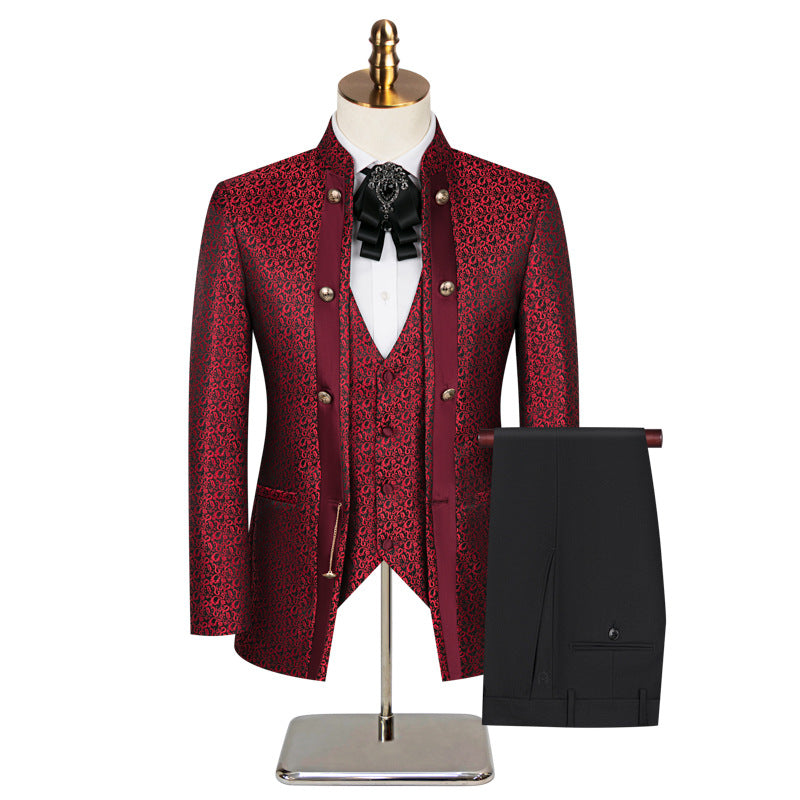 Burgundy Paisley Fitted Party Suit