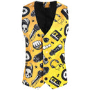 Costume de festival de musique tendance pour homme, jaune vif, à motifs de crânes
