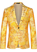 floral jacquard gold blazer