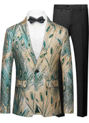 peacock plume jacquard blazer