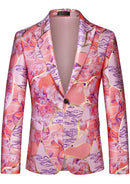 floral jacquard pink blazer