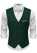 Traje verde oscuro de 3 piezas para hombre, elegante, de un solo botón