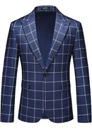 navy plaid casual blazer 