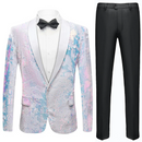 Veste de smoking slim fit pour homme, blanche, brodée de sequins
