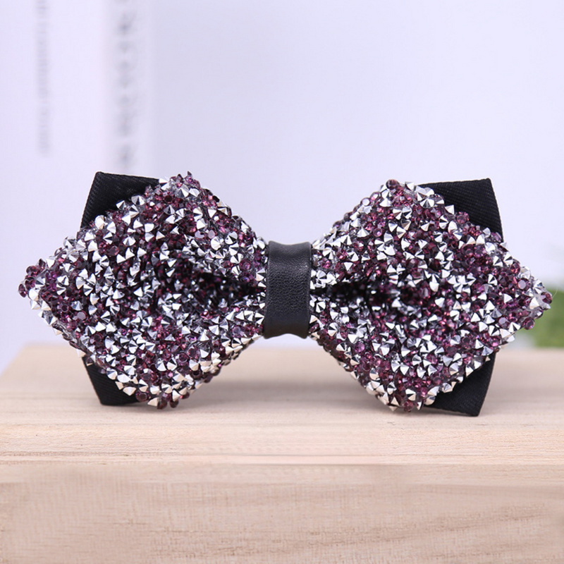 Rhinestone Bow Ties for Men Pre Tied Sequin Diamond Bowties 8 Color