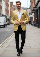 Men’s Gold Feather Jacquard Tuxedo Jacket