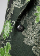 Chaqueta elegante de jacquard negro con estampado floral verde para hombre