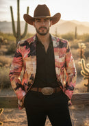 Men’s Fashion Graffiti Pattern Suit with Notch Lapels