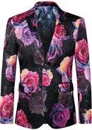 Rose Print Black Blazer