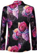 Rose Print Black Blazer Back