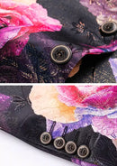Rose Print Black Blazer