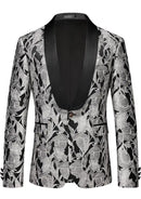 Silver Jacquard Black Tuxedo - 1