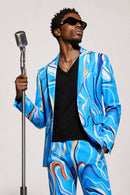 Men’s 2-Piece Baby Blue Abstract Print Suit Set