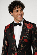Red & Gold Botanical Embroidery Tuxedo (2-Piece)