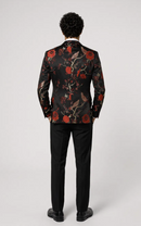 Red & Gold Botanical Embroidery Tuxedo (2-Piece)