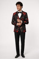 Red & Gold Botanical Embroidery Tuxedo (2-Piece)