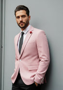 Costume 2 pièces slim fit à carreaux et paillettes rose pour homme