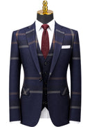Navy Plaid Business Suit-1