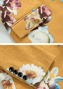 Chaqueta de esmoquin amarilla con bordado floral para hombre