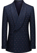 Slim Fit Micro-Textured Navy Crystal Double-Breasted Suit (2-Piece)
