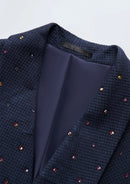 Slim Fit Micro-Textured Navy Crystal Double-Breasted Suit (2-Piece)