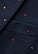 Slim Fit Micro-Textured Navy Crystal Double-Breasted Suit (2-Piece)