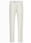 Slim Fit Micro-Textured Ivory White Crystal Double-Breasted Suit (2-Piece)