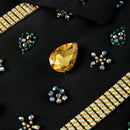 Heavily Hand-Embellished Black & Gold Tuxedo Jacket