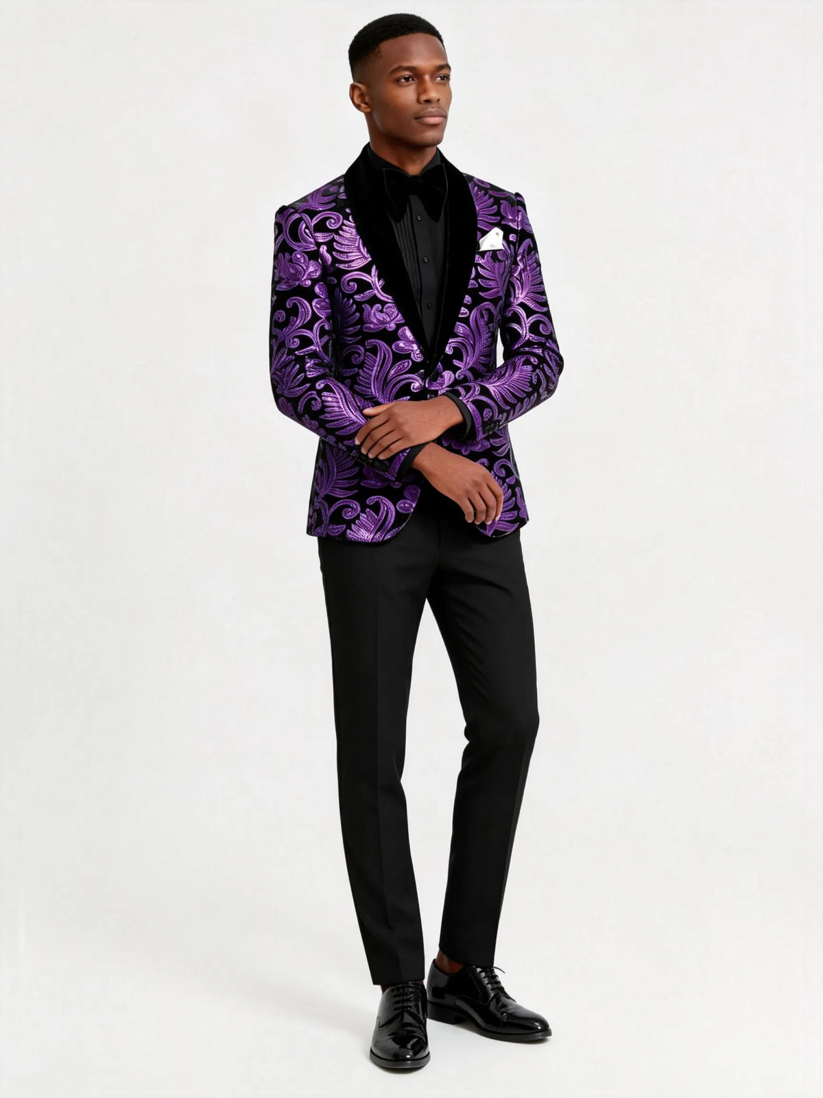 purple dress shirt with black suit Black Suit With Dark Purple Shirt