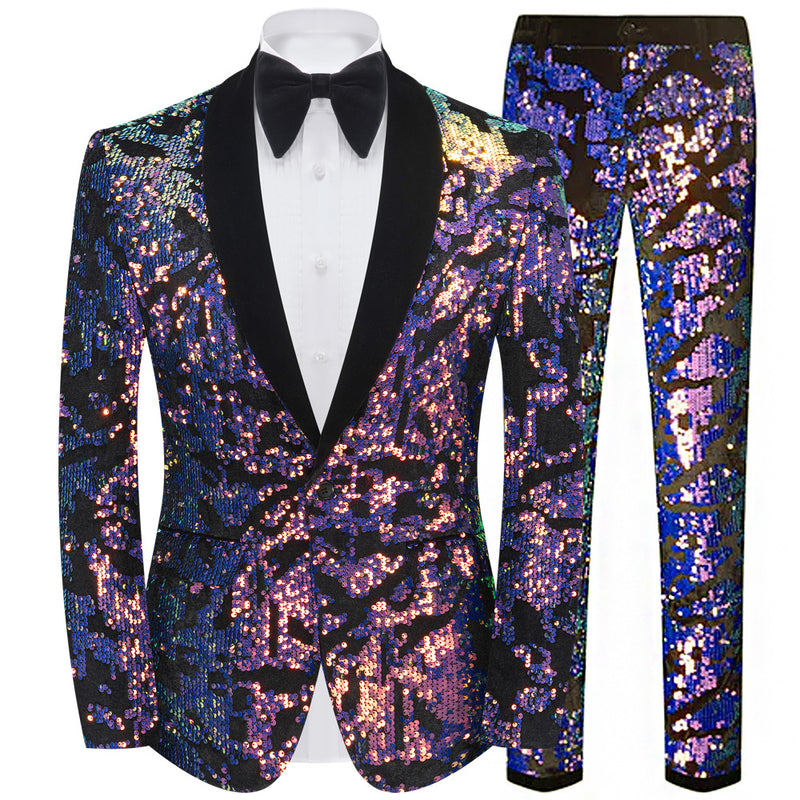 Purple sequin prom suit