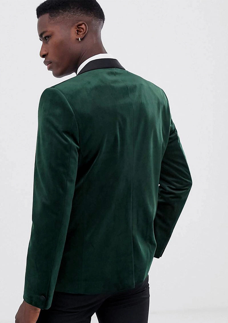 Esmoquin verde esmeralda para hombre de terciopelo lujoso