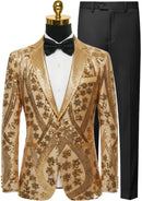 Men's  Sequin Six-pointed Star Golden Luxury Tuxedo