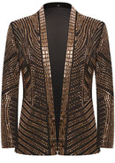 Men's 2-Piece luxurious Gold Full Diamond Black Dress Tuxedo