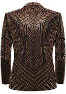 Men's 2-Piece luxurious Gold Full Diamond Black Dress Tuxedo