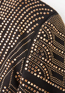 Men's 2-Piece luxurious Gold Full Diamond Black Dress Tuxedo