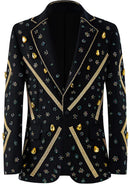Heavily Hand-Embellished Black & Gold Tuxedo Jacket