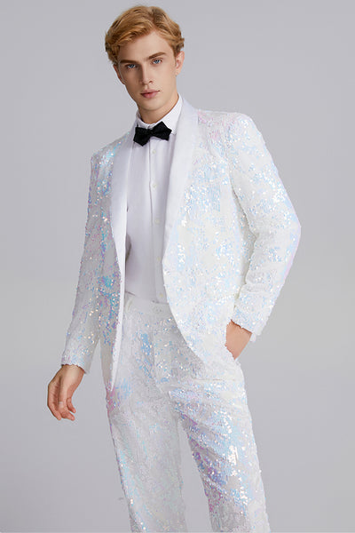 Mens white sequin blazer best sale