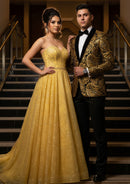 Men's Paisley Golden Sequin  Jacket