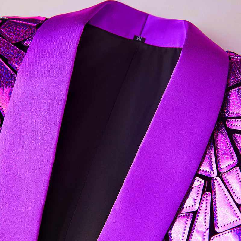 purple prom suit details