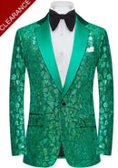 Men's Sequin Geometric Mosaic Green Tuxedo