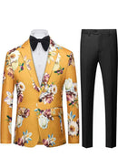 Yellow Floral Jacquard Blazer