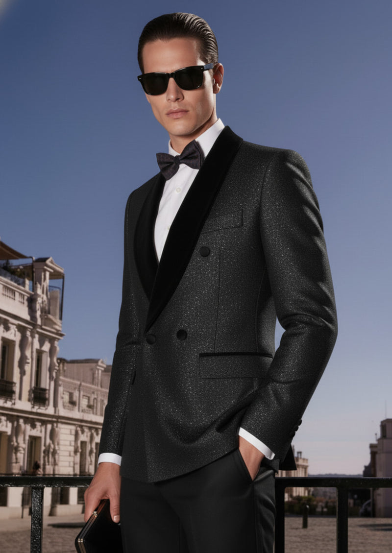 Men's 2-Piece Starry Black Smoking Tuxedo