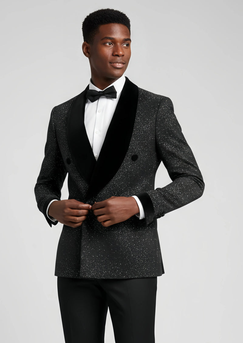 Men's 2-Piece Starry Black Smoking Suit