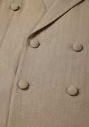 Costume décontracté 2 pièces pour homme, col et rayures décoratives, couleur champagne