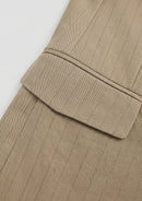 Costume décontracté 2 pièces pour homme, col et rayures décoratives, couleur champagne