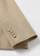 Costume décontracté 2 pièces pour homme, col et rayures décoratives, couleur champagne