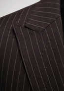 Men's 3-Piece Striped Dark Brown Suit with a Coffee-colored Vest