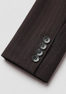 Men's 3-Piece Striped Dark Brown Suit with a Coffee-colored Vest