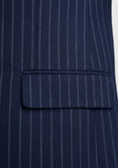 Men's 3-Piece Striped Navy Suit with a Gray Vest