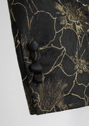 Costume de mariage 3 pièces pour homme en jacquard doré noir